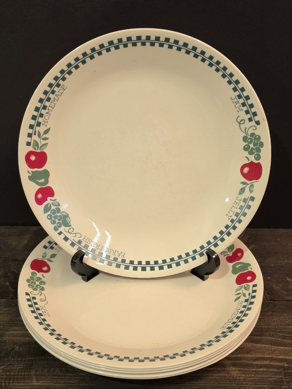Set of 6 Vintage Corelle Farm Fresh 10.25" Dinner Plates Corning Country Apple